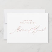 Roos Gold Script Metallic Matron of Honor Kaart (Voorkant)