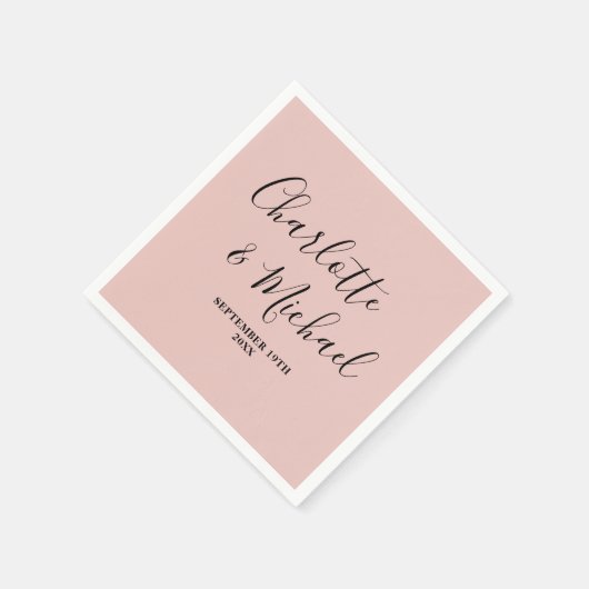 Roos Gold Script minimalistische bruiloft Servet (Hoek)