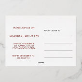 Roos Gold Script Nieuwjaarsviering Uitnodiging (Achterkant)