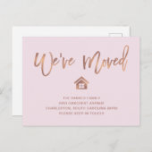 Roos Gold Script op Blush | Verplaatsingsaankondig Briefkaart (Voorkant / Achterkant)