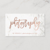 Roos Gold Script op witte marmer | Fotografie Visitekaartje (Voorkant)