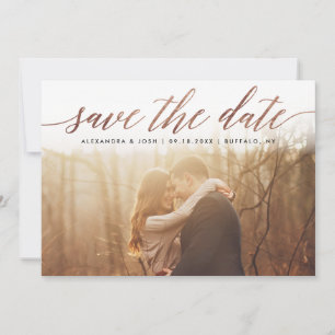 Roos Gold Script Photo Save the Date in Faux Foil