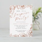 Roos Gold Script Roos Surprise Party Folie Uitnodiging (Staand Voorkant)