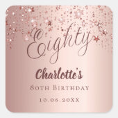 Roos Gold Script viert 80ste verjaardag Vierkante Sticker (Voorkant)