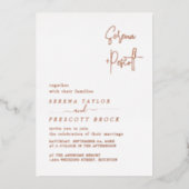 Roos Gold Script Wedding Real Folie Uitnodiging (Voorkant)