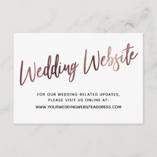Roos Gold Script Wedding Website Save the Date Informatiekaartje