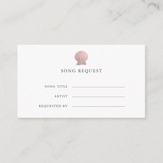 Roos Gold Seashell kust bruiloft liedverzoek Informatiekaartje (Voorkant)