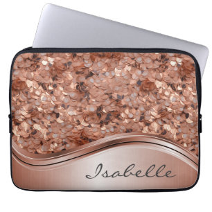 Roos Gold Sequin 3D-look - Aangepast Laptop Sleeve