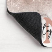 Roos Gold Sequin Glitter Marble Ombre Monogram Muismat (Hoek)