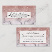 Roos Gold Sequin Glitter White Marble Ombre Visitekaartje (Voorkant / Achterkant)