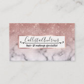 Roos Gold Sequin Glitter White Marble Ombre Visitekaartje (Voorkant)