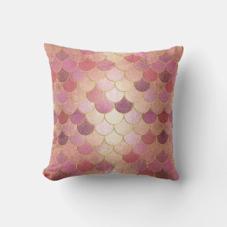 Roos Gold Shimmer Mermaid Scale Patroon Kussen