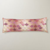 Roos Gold Shimmer Mermaid Scale Patroon Lichaamskussen (Achterkant)
