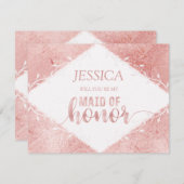 Roos Gold Shimmer zal je mijn bruidsmeisje zijn Kaart (Voorkant / Achterkant)
