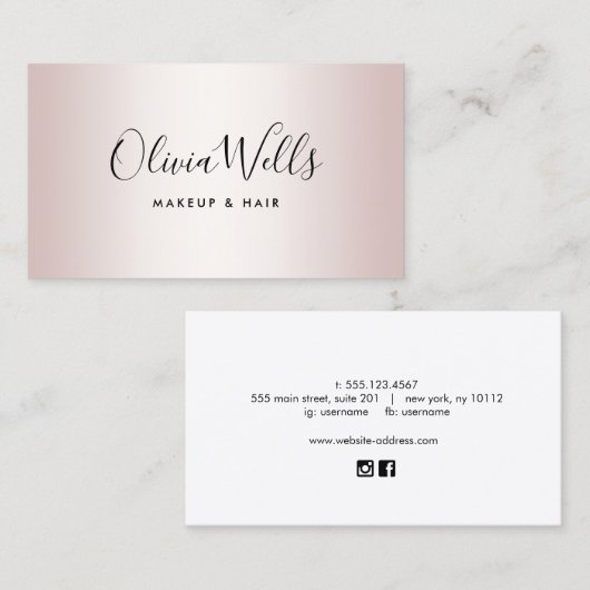 Roos Gold Signature Script Social Media Business Visitekaartje (Voorkant / Achterkant)