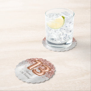 Roos Gold Silver 13e verjaardagsfeestje Kartonnen Onderzetters