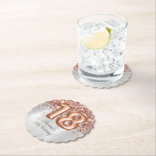 Roos Gold Silver 18e verjaardagsfeestje Kartonnen Onderzetters