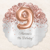 Roos Gold Silver 9e verjaardagsfeestje Kartonnen Onderzetters (Voorkant)