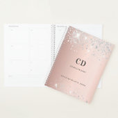 Roos Gold Silver Blush Sparkles Monogram Naam Planner (Display)
