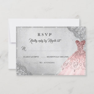 Roos Gold Silver Diamond Sparkle Gown RSVP Kaartje