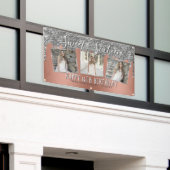 Roos Gold Silver Glitter Drips Foto 16e Verjaardag Spandoek (Buitenkant Gebouw)