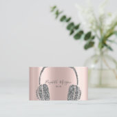 Roos Gold Silver Glitter Headphone DJ Visitekaartje (Staand voorkant)