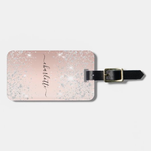 Roos Gold Silver Name Script Bagagelabel (Voorkant horizontaal)