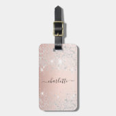 Roos Gold Silver Name Script Bagagelabel (Voorkant verticaal)