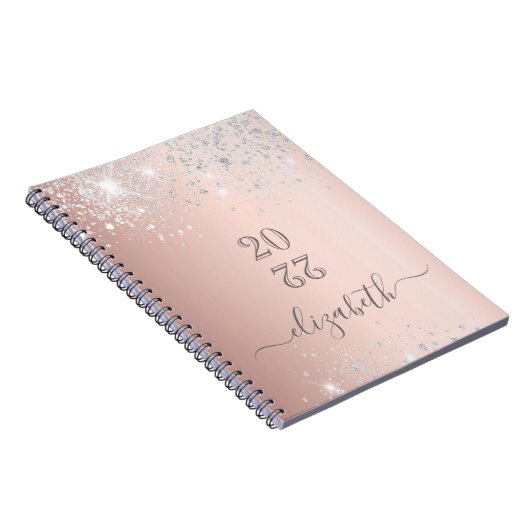 Roos Gold Silver Name Script Notitieboek (Rechterzijde)