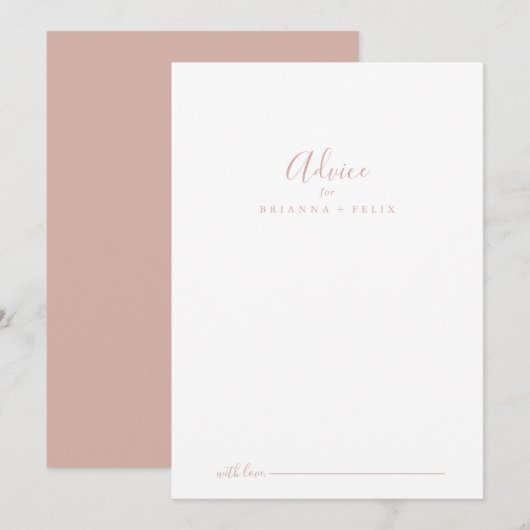 Roos Gold Simple Minimalist Wedding Advice Kaart (Voorkant / Achterkant)