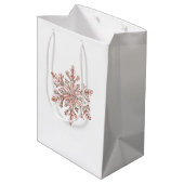 Roos Gold Snowflake Christmas Medium Cadeauzakje (Achterkant Gekanteld)