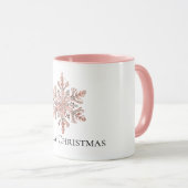 Roos Gold Snowflake Christmas Mok (Voorkant rechts)