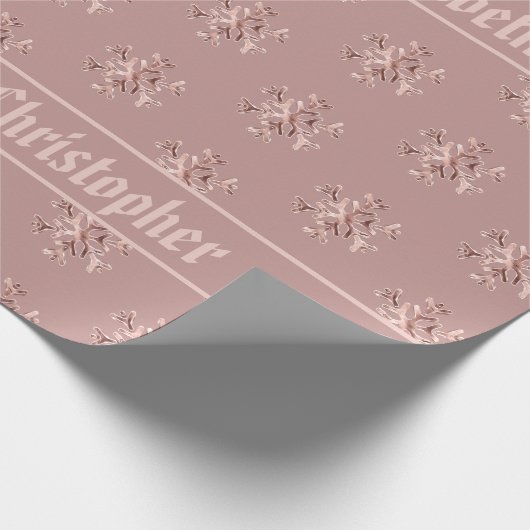 Roos Gold Snowflakes Patroon Elegant Kerstmis Cadeaupapier (Hoek)