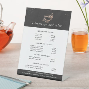 Roos Gold Spa Logo   Prijslijst menu Reclamebord Met Voetstuk