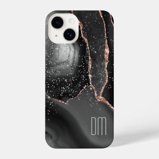 Roos Gold Sparkle Abstract Monogram iPhone Hoesje (Achterkant)