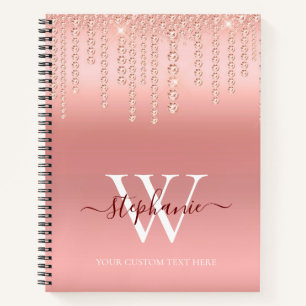 Roos Gold Sparkle Diamond Monogram Notitieboek
