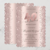 Roos Gold Sparkle Diamonds 40e verjaardag Kaart (Voorkant / Achterkant)