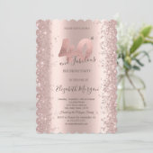 Roos Gold Sparkle Diamonds 40e verjaardag Kaart (Staand voorkant)