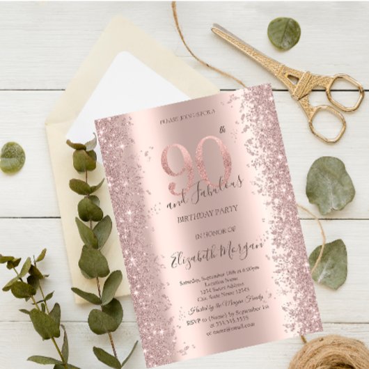 Roos Gold Sparkle Diamonds 90e Verjaardag Kaart