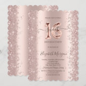 Roos Gold Sparkle Diamonds Sweet 16 Kaart (Voorkant / Achterkant)