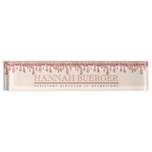 Roos Gold Sparkle Drippy Drip Boss Naamplaat Naambordje