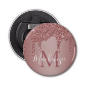 Roos Gold Sparkle Driving Glitter Monogram Button Flesopener (Voorkant)