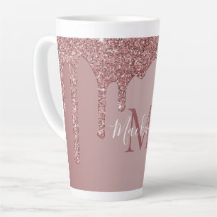 Roos Gold Sparkle Driving Glitter Monogram Latte Mok