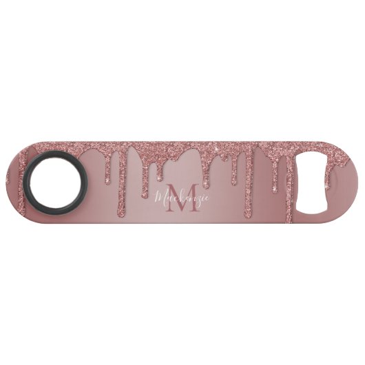 Roos Gold Sparkle Driving Glitter Monogram Speed Flessenopener (Voorkant (Horizontaal))