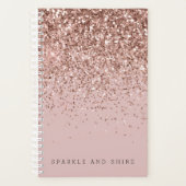 Roos Gold Sparkle Faux Glitter Planner (Voorkant)