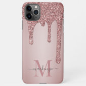 Roos Gold Sparkle Glam Glitter Drift Monogram iPhone Hoesje (Achterkant)