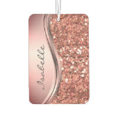 Roos Gold Sparkle Glam Glitter Personalized Metal Luchtverfrisser (Achterkant)