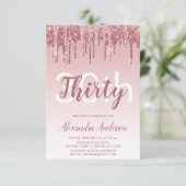 Roos Gold Sparkle Glitter 30th Birthday Party Kaart (Staand voorkant)