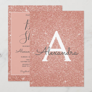 Roos Gold Sparkle Glitter Baby shower Invitation Kaart