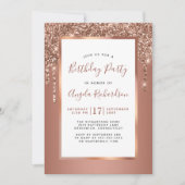 Roos Gold Sparkle Glitter Drift Birthday Party Kaart (Voorkant)